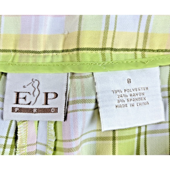 EP Pro NY Women's 8 Green Pink Plaid Golf Shorts Preppy Athletic Outdoors Tennis - Picture 8 of 10